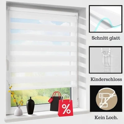 Doppelrollo Klemmfix ohne Bohren Rollo mit Kassette Duo Fensterrollo - Bild 1 von 4
