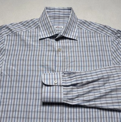 Kiton Shirt Mens Size 16 41 Plaid Long Sleeve Button Up Cotton Made In Italy - Image 1 of 4