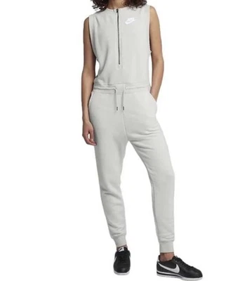 Nike Mujer Blanco Una Pieza Sudadera Mono, 1/4 Cremallera, Bolsillos, Talla Mediana  Foto 1 de 4