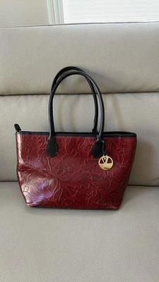 Bolso de Mano Valentina Cartera/Tote Rojo Italiano Cuero Repujado HECHO EN ITALIA Foto 1 de 4