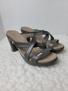 Crocs Cyprus IV Heels Sandals WOMENS Size 9 Espresso Mushroom - Picture 1 of 8