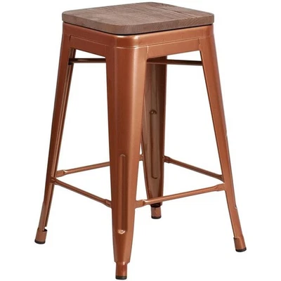 Flash Furniture 24" Backless Metal Counter Stool in Copper - Image 1 of 3