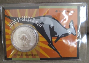 2000 RAM $1 One Dollar 1oz Silver Kangaroo Frosted Coin - Carded - Picture 1 of 2