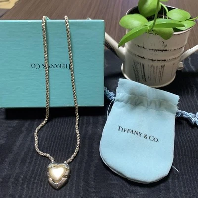 TIFFANY & Co. Puzzle Heart Necklace Silver 925 18K Yellow Gold Chain vintage - Image 1 of 4