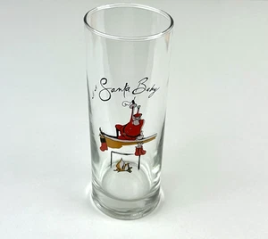 Pottery Barn Holiday Santa Baby On Fireplace Mantel Tumbler Highball Glass 14 oz - Picture 1 of 2