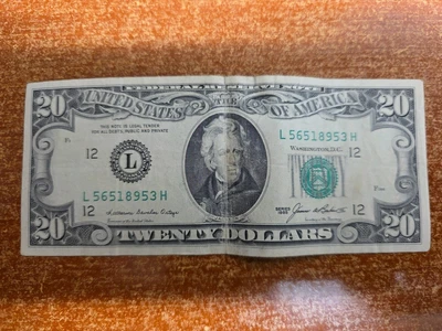FEDERAL RESERVE NOTE 1985 $20 BILL (SERIES L)  DOLLAR - Image 1 of 4