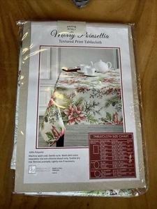 NEW Retired 2019 Benson Mills MERRY POINSETTIA Textured Tablecloth 70” Round - Picture 1 of 2