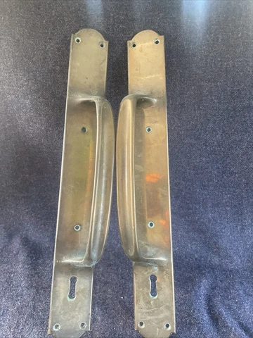 Vintage Brass Door Handles Shop Pulls Old Pub Cinema Art Deco 16” Cover