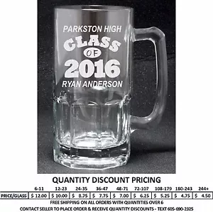 Taza de vidrio de graduación personalizada de 32 oz clase de posgrado de 2020 regalo piedras personalizadas - Imagen 1 de 15