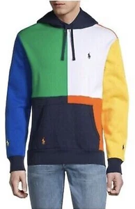 Polo Ralph Lauren Men's SZ 2XL-Big Navy Multi Colorblock Fleece Lined Hoodie - Picture 1 of 4