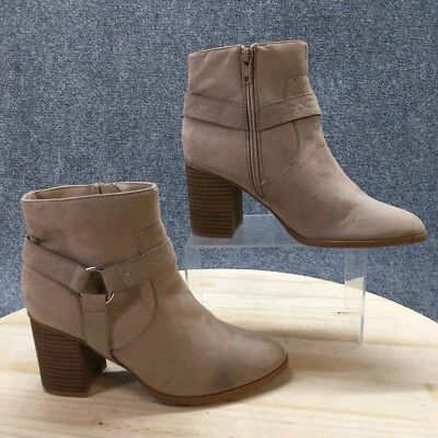 Forever 21 Boots Womens 7.5 Ankle Booties Heels Casual Brown Fabric Side Zipper - Image 1 of 4