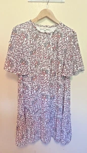 Loft Flowerbud Button Sleeve Swing Pink Floral Dress Boho Peasant Cottagecore S - Picture 1 of 19