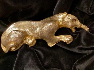 SIGNED CHRISTOPHER ROSS 24K GOLD PLATE CROUCHING PANTHER BELT BUCKLE BELT 1985 - Picture 1 of 20