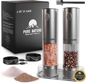 Pure Nature Electric Salt and Pepper grinder with enlarge capacity , rechargeabl - Picture 1 of 11