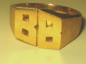 Nuevo Anillo Artesanal Sello Steampunk Años 80 Inicial Sello BB Sello Muestra Talla 9.5 - Imagen 1 de 5