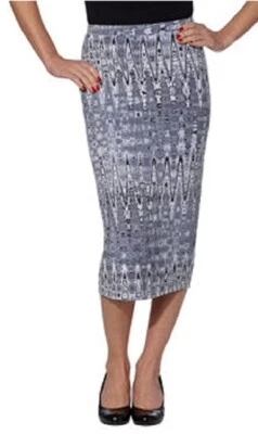  Saia elástica Matty M feminina estampada midi cinza tingida para gravata  - Imagem 1 de 3