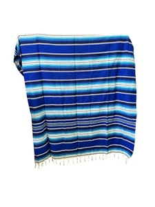 Sarape XXL, 5' X 7', Manta Mexicana, HOT ROD, Fundas de Asiento, Motocicleta, AZUL REAL - Imagen 1 de 2