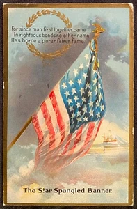 DECORACIÓN DÍA Postal Grande Bandera Americana y Envío La Estrella Estandarte Con Lúteos Poema - Imagen 1 de 2