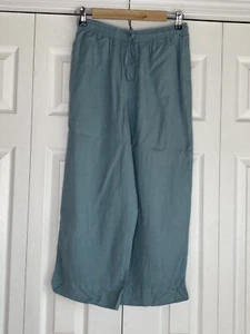 Flax Blend Lagenlook Women's Requirements Pants Ankle Loose Elastic Waist Sz S - Picture 1 of 3