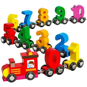 1Set Magnetic Dinosaur Train Number Wooden Toy Learning Cars with Numbers - Picture 1 of 12