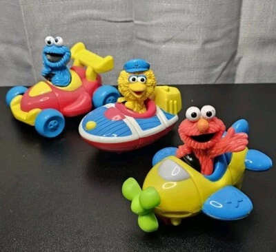 Vintage 1998 Tyco Toys Sesame Street Big Bird Elmo Cookie Monster Car Plane Boat - Image 1 of 4
