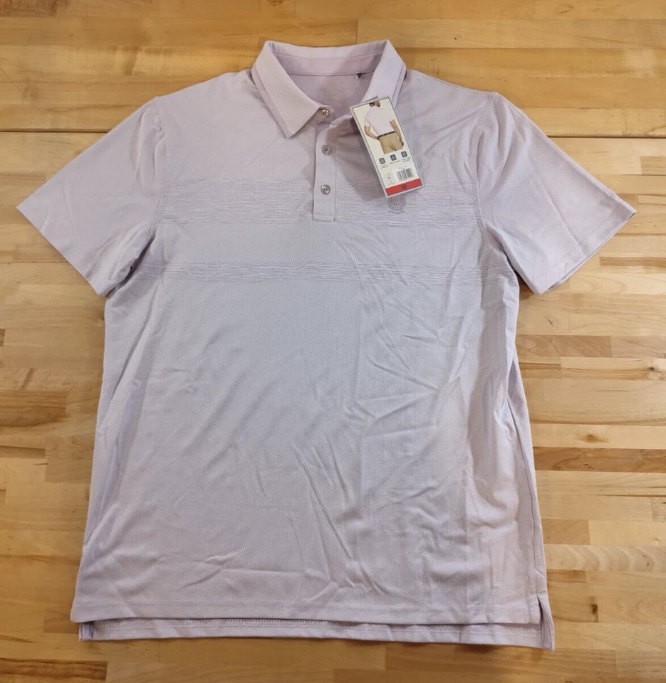 Chaps Men's 3 Button-Up Short Sleeve Moisture Wicking T-Shirt Purple Size M