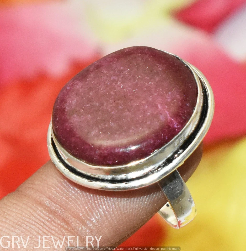 Pink Aventurine Gemstone Ring 925 Sterling Silver Overlay Us Size 7.5" U293-E111 - Image 1 of 1