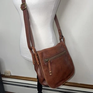 Fossil Brown Leather Saddle Crossbody Messenger Flap Bag - Picture 1 of 14