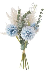 Artificial Blue Flowers Pompom Mix Bouquet 37cm  For Wedding & Home Decor - Picture 1 of 4