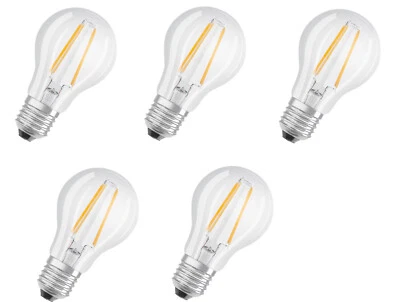 5x OSRAM LED Daylight Sensor Filament E27 4W = 40W kaltweiß EEK:F (Spekt A-G) - Bild 1 von 3