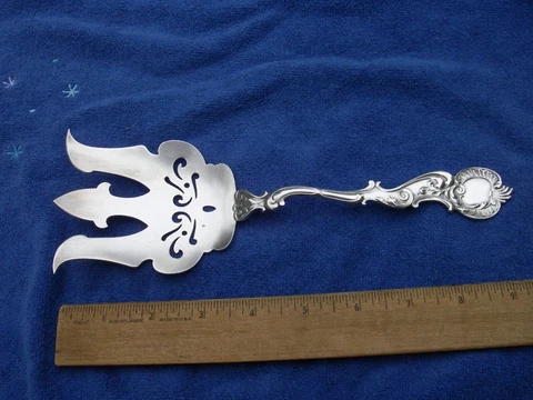 SCARCE George Shiebler Sterling ROCOCO (1888) ASPARAGUS FORK-9 Inch-No Mono Cover