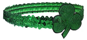 St Patrick's Day Shamrock Hairband Sequin Clover Headband Elastic Hair Accessory - Picture 1 of 6