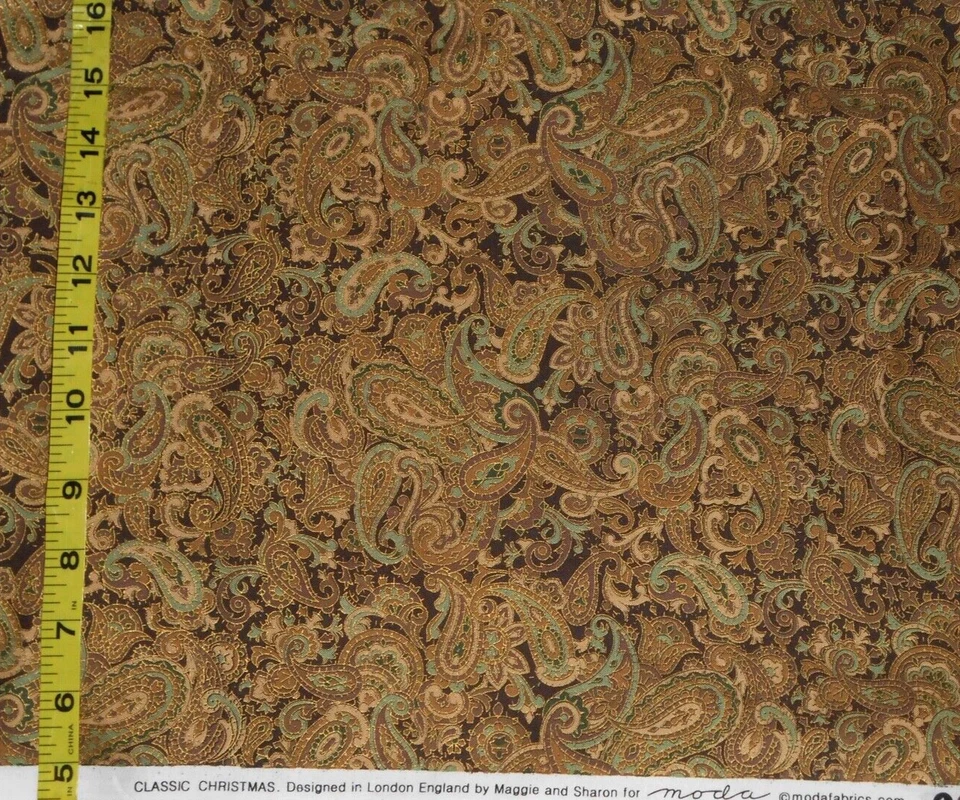 FABRIC - MODA "CLASSIC CHRISTMAS" MAGGIE & SHARON PAISLEY 2 YARDS - NEW! - Image 1 of 1