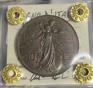 HN Regno d'Italia Vittorio Emanuele III 1911 Cent. 10 Cu FDC GIG#227  q801 - Picture 1 of 2