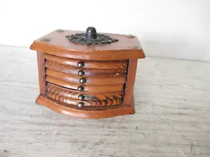 Vintage 1975 Action Made Wooden Coaster Set w/ Cork Inserts and Chest - Picture 1 of 5