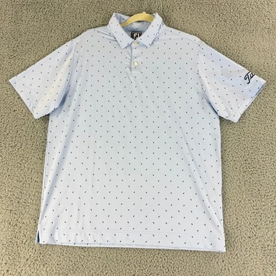 FootJoy Titleist Golf Polo Shirt Mens Large Blue Geo Print Athletic Fit Stretch - Image 1 of 4
