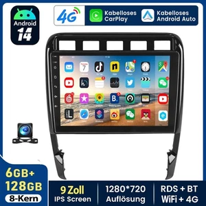 Apple CarPlay Android 14 Autoradio GPS Navi + KAM 6+128G Für Porsche Cayenne 9PA - Bild 1 von 16