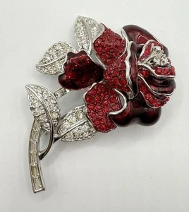 Nolan Miller Glamour Collection Rose Brooch First Lady Nancy Reagan Red Rose Pin - Picture 1 of 7