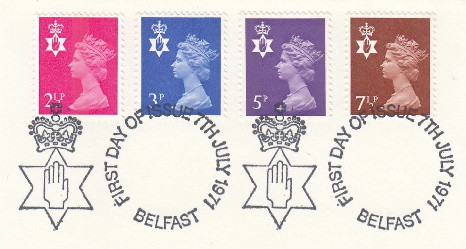 2.5p 3p 5p 7.5p GB Northern Ireland Used Belfast (d) 1971 ON PIECE (150911) - Image 1 of 1