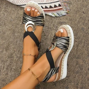 Damen Keilsandaletten Sandalen Sandalette Plateau Riemchen Keilabsatz DE! - Bild 1 von 16