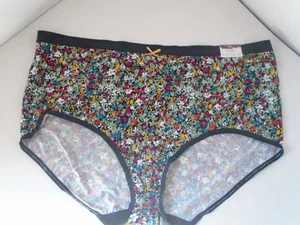 Plus Size 26/28 Lane Bryant Cacique No Show Full Brief Nylon Panty Black floral - Picture 1 of 3