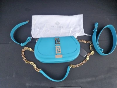 Versace Greca Goddess Blue Leather Women's Crossbody Bag - Image 1 of 3