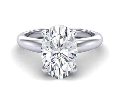 Anillo de compromiso enchapado en platino de plata de ley con 3 CTW corte ovalado circonita cúbica - talla 7 Foto 1 de 4