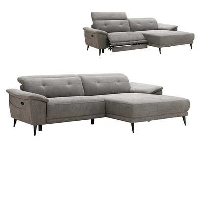 Ecksofa - grau - elektrische Relaxfunktion - Kopfteilverstellung - 260 cm Sofa - Bild 1 von 4