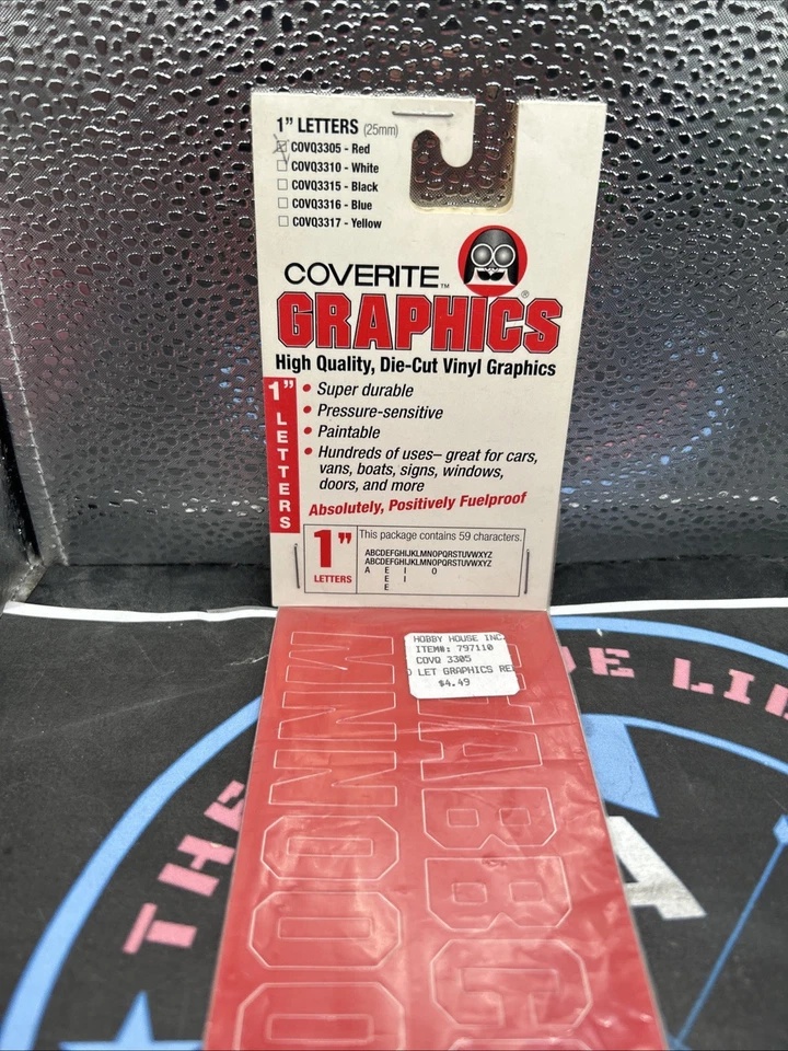 Coverite. COVQ3305 Red 1" Letters. Fuelproof - Image 1 of 1