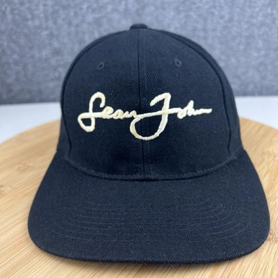 Gorra ajustada vintage Sean John 7 1/8 bordada negra mezcla de lana Hana Sports Foto 1 de 4