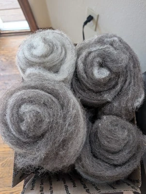 Handmade Jacob Wool Carded Batts For Spinning, Felting, Stuffing and More 6-7oz - Image 1 of 4