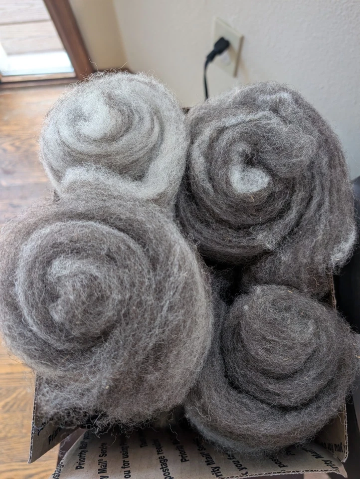 Handmade Jacob Wool Carded Batts For Spinning, Felting, Stuffing and More 6-7oz - Image 1 of 4