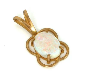 VINTAGE SCHÖNER ZIERLICHER HALSKETTE ANHÄNGER AUS 10K GELBGOLD OPAL MODERN 0,66 GRAMM - Bild 1 von 2