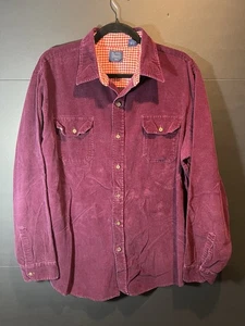 VINTAGE 60S 70S SEARS CORDUROY PLAID BUTTON SHIRT ATOMIC RETRO MOD DISCO XL TALL - Picture 1 of 12